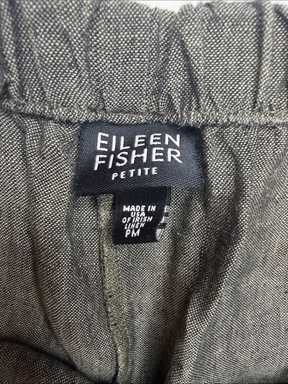 Eileen Fisher Irish Linen Pull-On Wide Leg Pants Gray MP - Picture 5 of 11